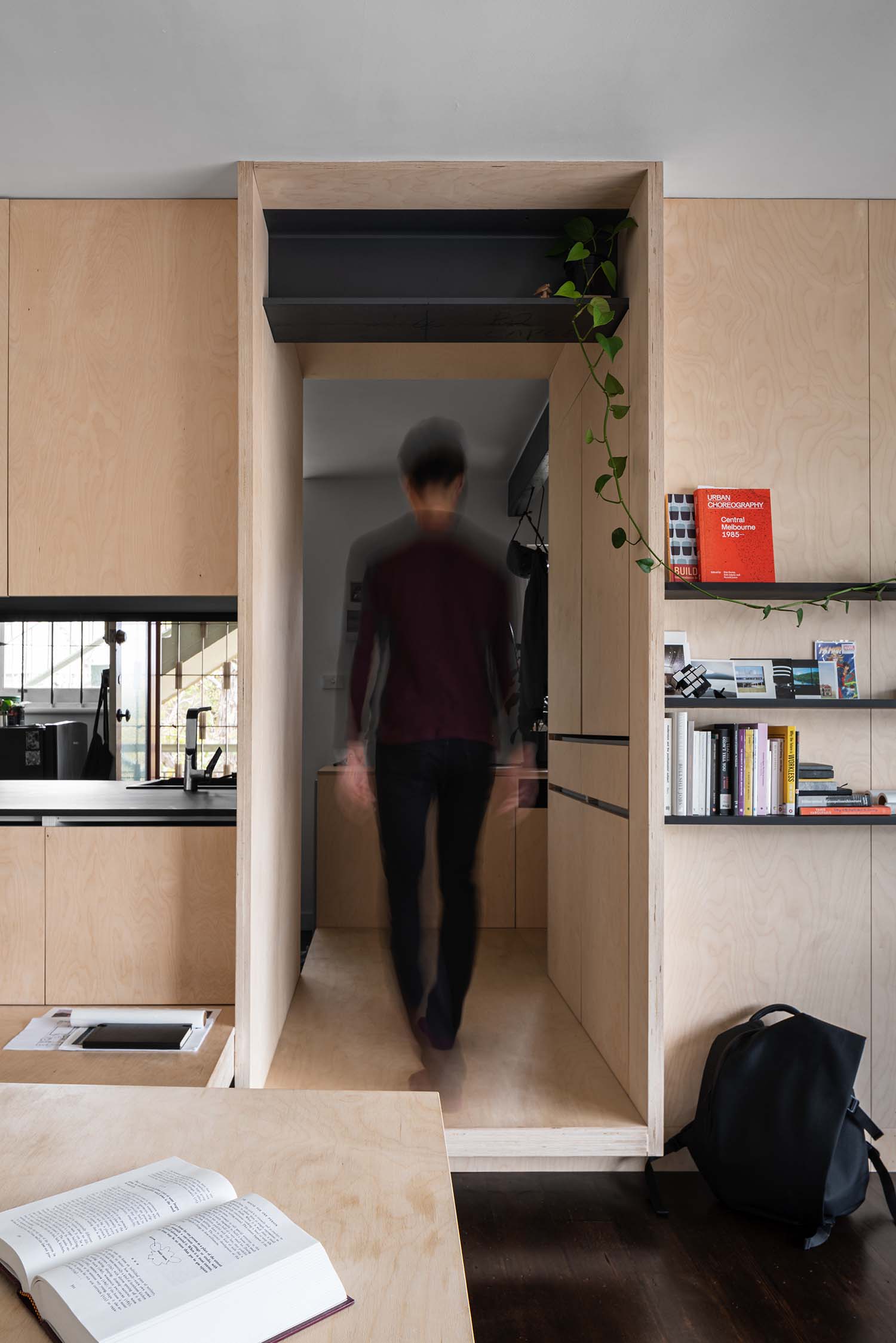 plywood threshold Micro Apartment / Existenzminimum / Douglas Wan 