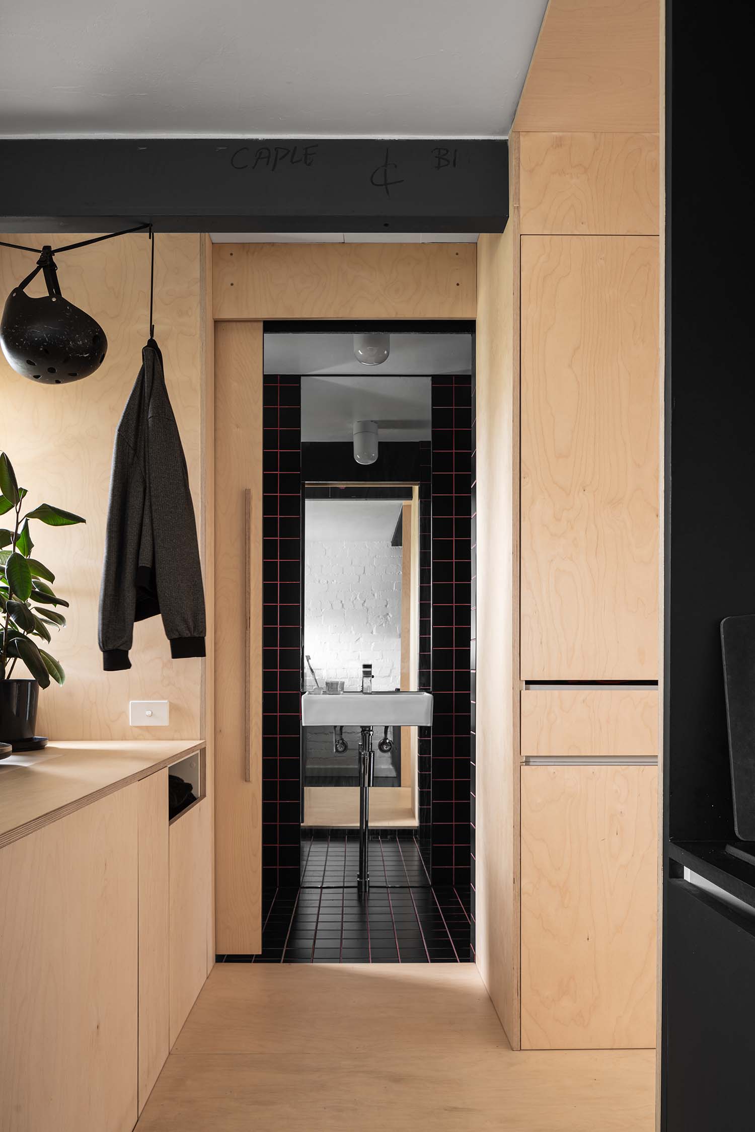 door to bathroom Micro Apartment / Existenzminimum / Douglas Wan 