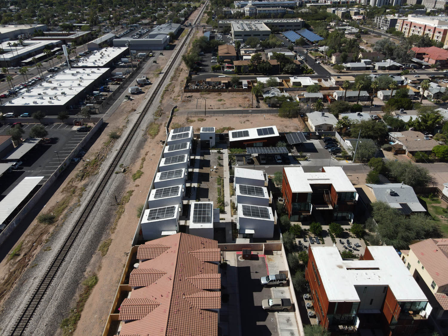 aerial Affordable Housing / Tempe Micro Estates / coLAB studio