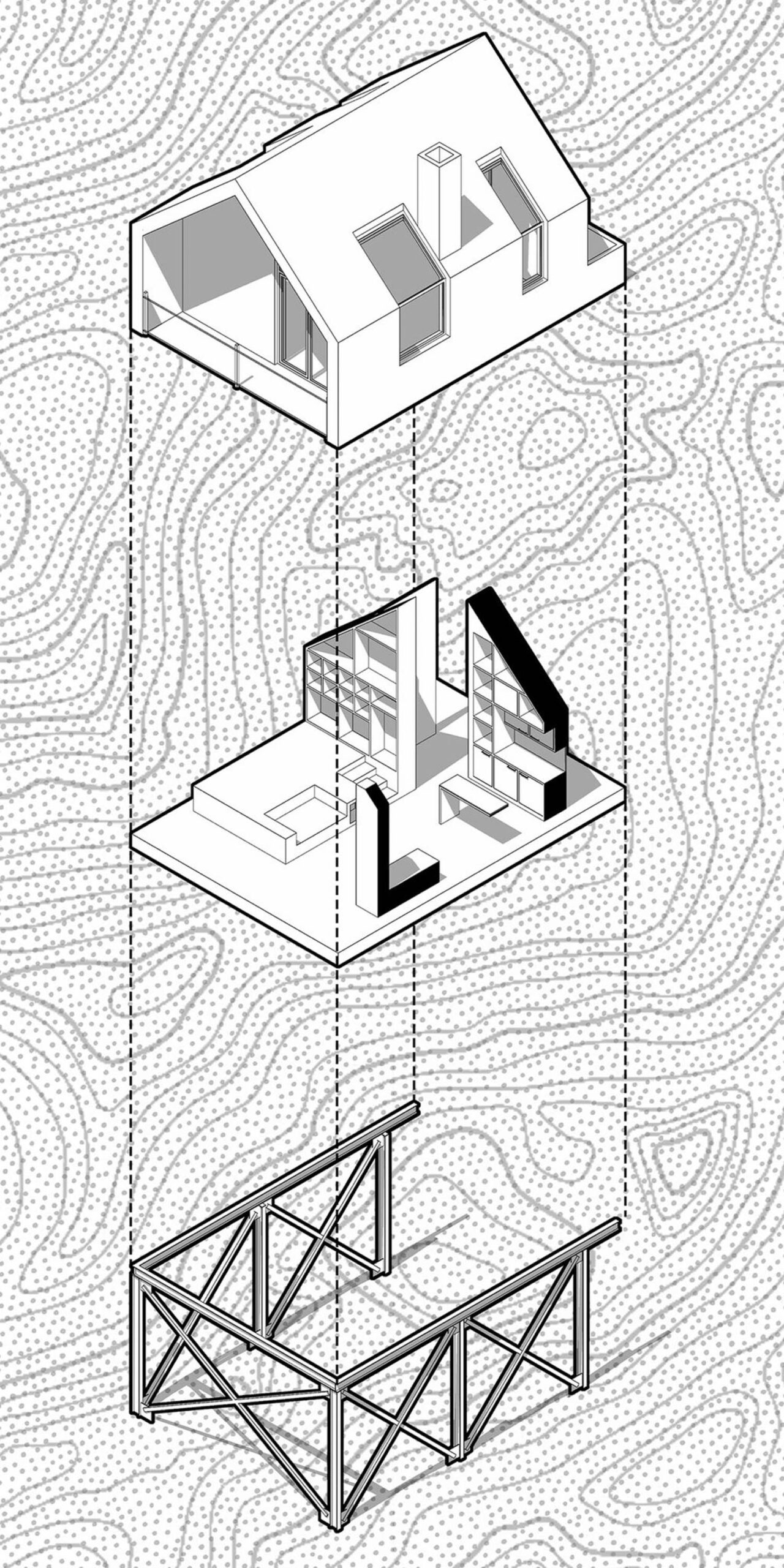 isometric Hunters Cabin Concept / Georgia / Sandro Nozadze