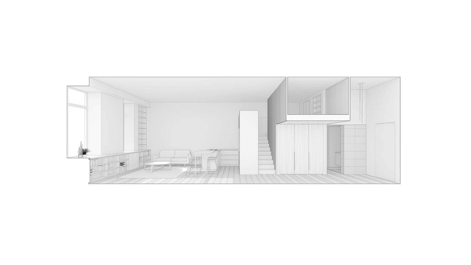 sectional perspective Slat House / Small City Living / NY / Beda Brooklyn